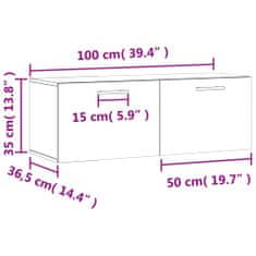 Vidaxl Stenska omarica visok sijaj bela 100x36,5x35 cm konstruiran les