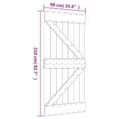 Vidaxl Drsna vrata s kompletom vodil 90x210 cm trdna borovina