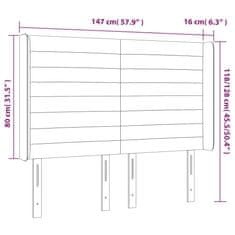 Vidaxl LED posteljno vzglavje modro 147x16x118/128 cm blago