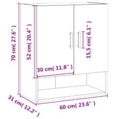 Vidaxl Stenska omarica siva sonoma 60x31x70 cm inženirski les