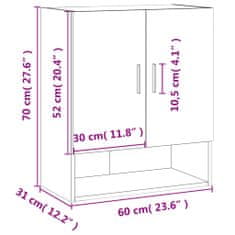 Vidaxl Stenska omarica dimljeni hrast 60x31x70 cm inženirski les