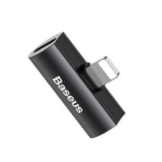 BASEUS L46 avdio adapter Lightning na 2x Lightning (črn)