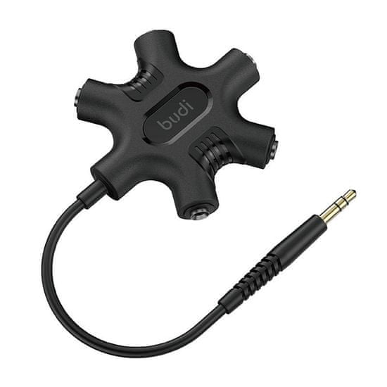 Budi Aux mini jack 3,5 mm na 5x mini jack 3,5 mm Budi Rockstar adapter (črn)