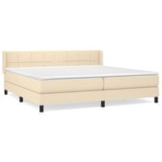 Vidaxl Box spring postelja z vzmetnico krem 200x200 cm blago