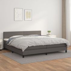 Vidaxl Box spring postelja z vzmetnico siva 200x200 cm umetno usnje