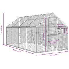 Vidaxl Ptičnica antracitna 1,79x4x1,85 m aluminij