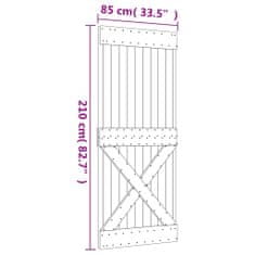 Vidaxl Drsna vrata s kompletom vodil 85x210 cm trdna borovina