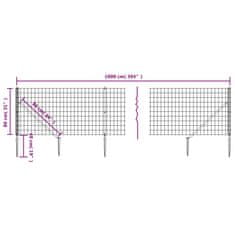 Vidaxl Mrežna ograja s konicami za postavitev zelena 0,8x10 m