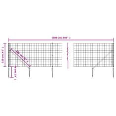 Vidaxl Mrežna ograja s konicami za postavitev antracit 1,1x10 m