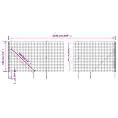 Vidaxl Mrežna ograja s konicami za postavitev antracit 1,8x25 m