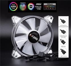 1stCool AURA EVO ARGB PWM Crystal 120mm prozoren ventilator