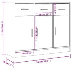 Vidaxl Komoda rjavi hrast 91x28x75 cm inženirski les