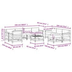 Vidaxl Vrtna sedežna garnitura 10-delna z blazinami trdna borovina