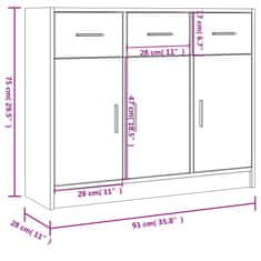 Vidaxl Komoda dimljeni hrast 91x28x75 cm inženirski les