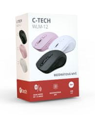 C-Tech WLM-12WH/Ergonomski/optični/desnoročni/1 600 DPI/USB+BT/bela