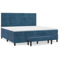 Vidaxl Box spring postelja z vzmetnico temno modra 200x200 cm žamet