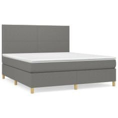Vidaxl Box spring postelja z vzmetnico temno siva 160x200 cm blago