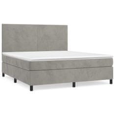 Vidaxl Box spring postelja z vzmetnico svetlo siva 180x200 cm žamet