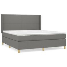 Vidaxl Box spring postelja z vzmetnico temno siva 180x200 cm blago