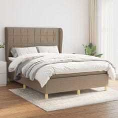 Vidaxl Box spring postelja z vzmetnico taupe 140x200 cm blago