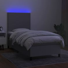 Vidaxl Box spring postelja z vzmetnico LED svetlo siva 80x200 cm blago