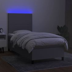 Vidaxl Box spring postelja z vzmetnico LED svetlo siva 90x200 cm blago