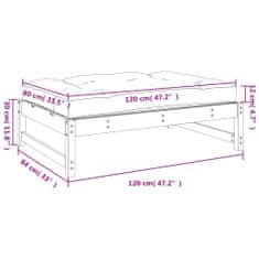 Vidaxl Vrtni stolček za noge siv 120x80 cm trdna borovina