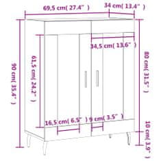 Vidaxl Komoda črna 69,5x34x90 cm inženirski les