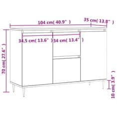 Vidaxl Komoda siva sonoma 104x35x70 cm inženirski les