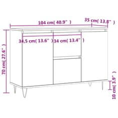 Vidaxl Komoda črna 104x35x70 cm inženirski les