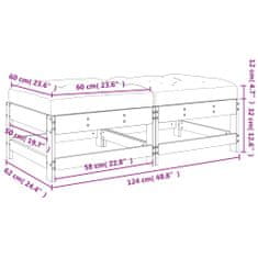 Vidaxl Vrtni stolček za noge z blazino 2 kosa bela trdna borovina