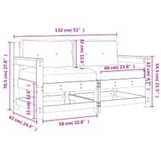 Vidaxl Vrtni stoli z blazino 2 kosa siva trdna borovina