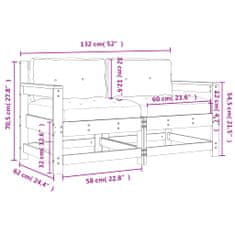 Vidaxl Vrtni stoli z blazino 2 kosa bela trdna borovina