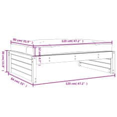 Vidaxl Vrtni stolček za noge siv 120x80 cm trdna borovina