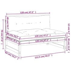 Vidaxl Sredinski kavč siv 120x80 cm trdna borovina