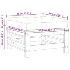 Vidaxl Vrtni stolček za noge z blazino trdna borovina