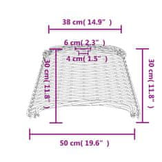 Vidaxl Senčilo za svetilko belo Ø50x30 cm pleteno