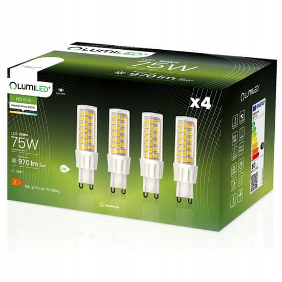 LUMILED 4x LED žarnica G9 CAPSULE 10W = 75W 970lm 4000K Nevtralno bela 360°