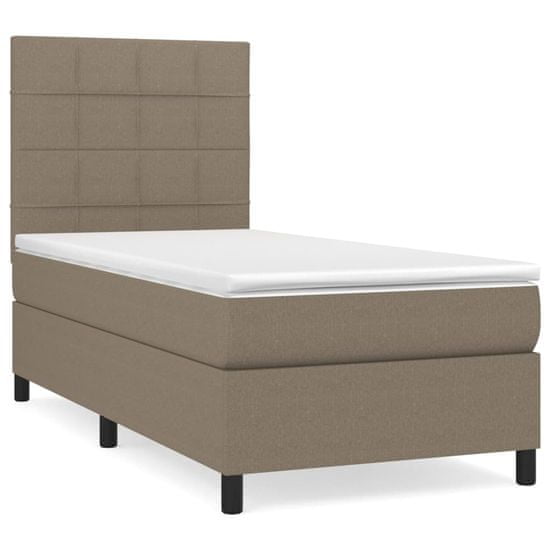 Vidaxl Box spring postelja z vzmetnico taupe 100x200 cm blago