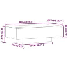 Vidaxl Klubska mizica dimljeni hrast 100x49,5x31 cm inženirski les