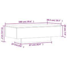 Vidaxl Klubska mizica visok sijaj bela 100x49,5x31 cm inženirski les