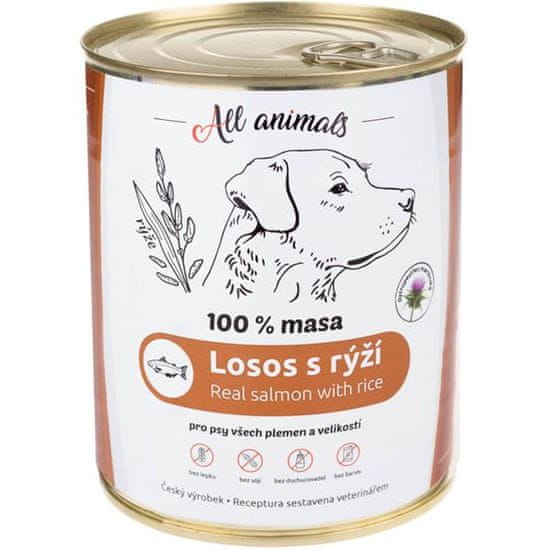 All Animals cons. za pse losos, mlet z rižem 800g