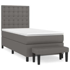 Vidaxl Box spring postelja z vzmetnico siv 90x190 cm umetno usnje