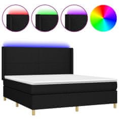 Vidaxl Box spring postelja z vzmetnico LED črna 180x200 cm blago