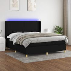 Vidaxl Box spring postelja z vzmetnico LED črna 180x200 cm blago