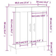 Vidaxl Komoda rjavi hrast 69,5x34x90 cm inženirski les