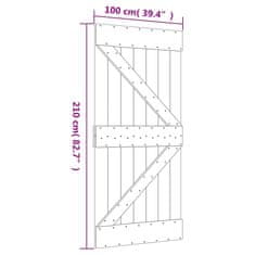 Vidaxl Drsna vrata s kompletom vodil 100x210 cm trdna borovina