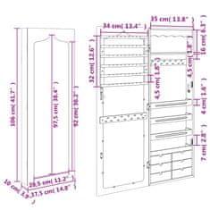 Vidaxl Omarica za nakit z ogledalom stenska 37,5x10x106 cm