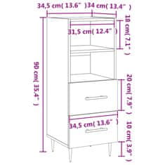 Vidaxl Komoda visok sijaj bela 34,5x34x90 cm inženirski les