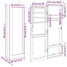 Vidaxl Omarica za nakit z ogledalom stenska črna 30x8,5x90 cm